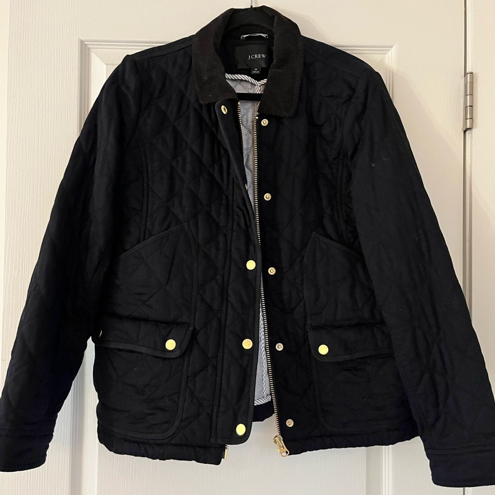 J. Crew Black Quilted Barn Jacket